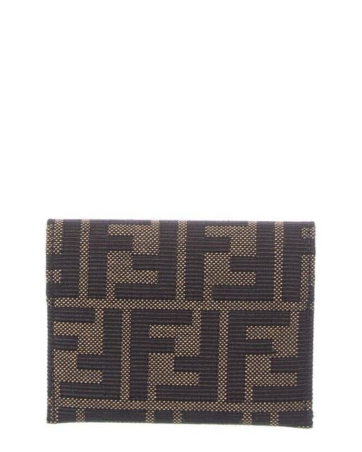 Fendi Gray Ff Jacquard Canvas Card Case