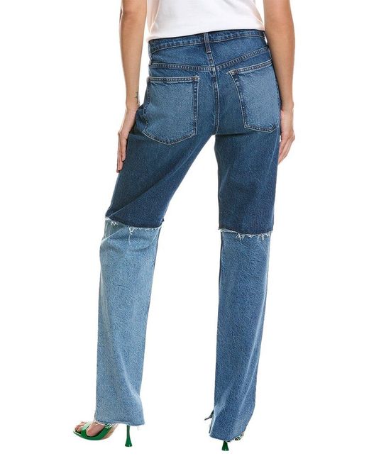 FRAME Blue The Fashion Patchwork Straight Jean
