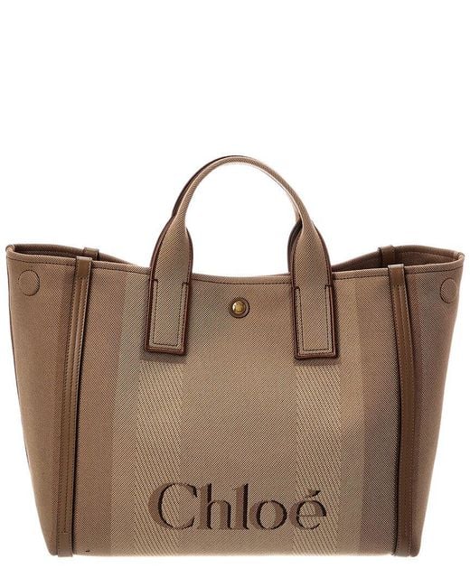 Chloé Brown Leather Medium Canvas Tote