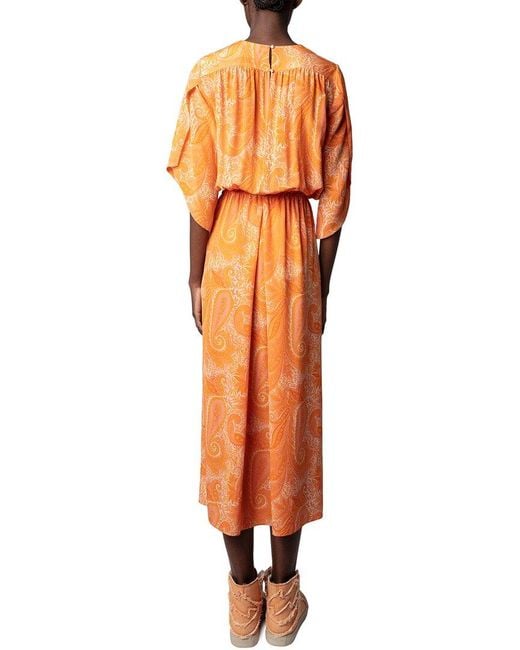 Zadig & Voltaire Orange Rusty Silk Maxi Dress