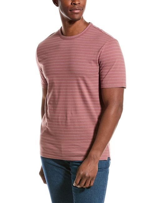 Vince Red Garment Dye Fleck Stripe T-shirt for men