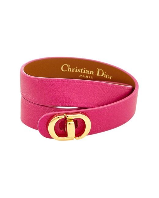 Dior Pink Logo Leather Bracelet