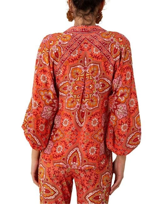 Hale Bob Red Braelynn Silk Top