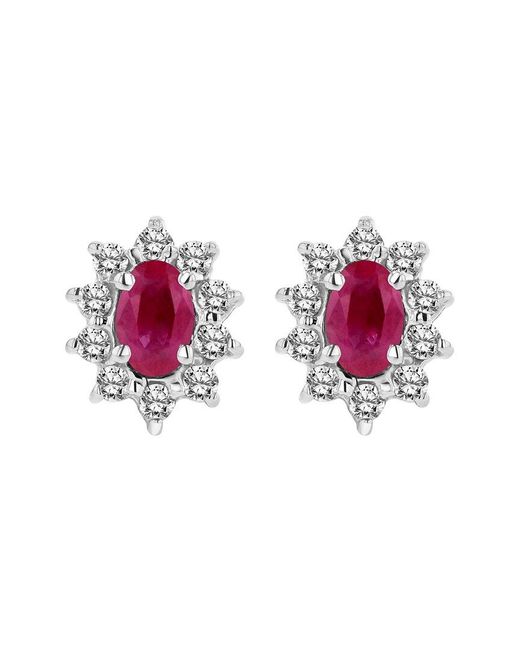 Diana M Pink Fine Jewelry 14k 0.70 Ct. Tw. Diamond & Ruby Earrings