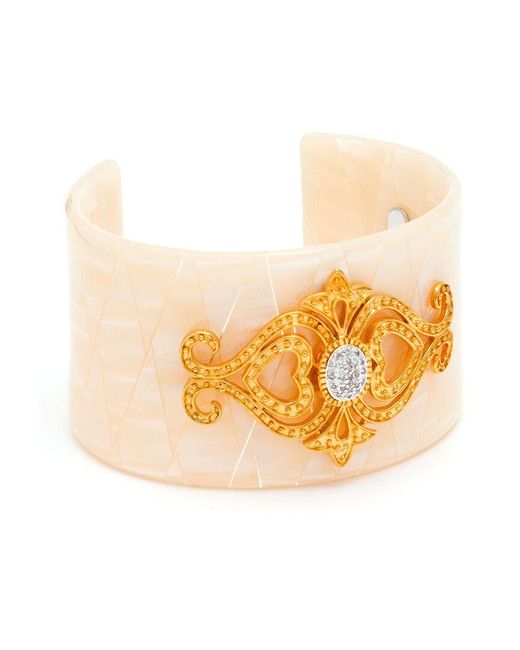 Diamond Select Cuts White 14k Over Silver 0.09 Ct. Tw. Diamond Filigree Bangle Bracelet