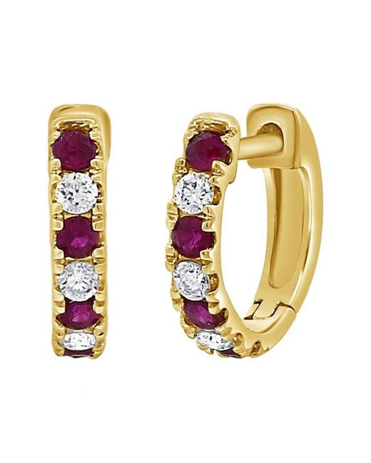 Sabrina Designs Metallic 14K 0.38 Ct. Tw. Diamond & Ruby Huggie Earrings