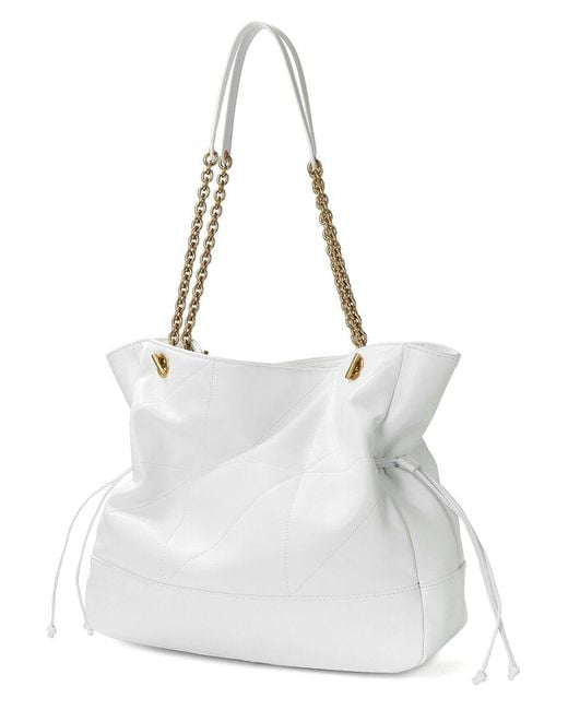 Tiffany & Fred Paris White Quilted Leather Tote