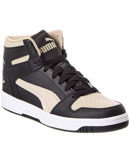 PUMA Black Rebound Layup Dust Leather High-top Sneaker for men