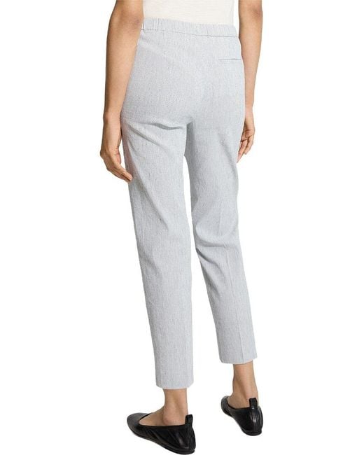 Theory Gray Treeca Linen-Blend Pant
