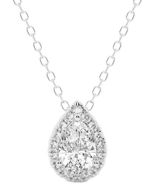 Lab Grown Diamonds White 14k 0.63 Ct. Tw. Lab Grown Diamond Halo Pendant Necklace
