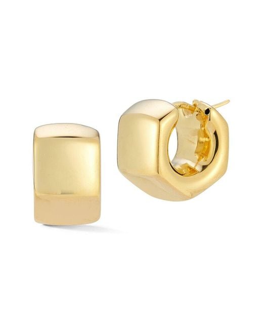 Sphera Milano Metallic 14k Over Silver Hollow Hexagon Chunky Hoops