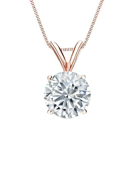 Sabrina Designs Lab Grown Diamonds White 14K Rose 5.00 Ct. Tw. Lab-Grown Diamond Solitaire Necklace