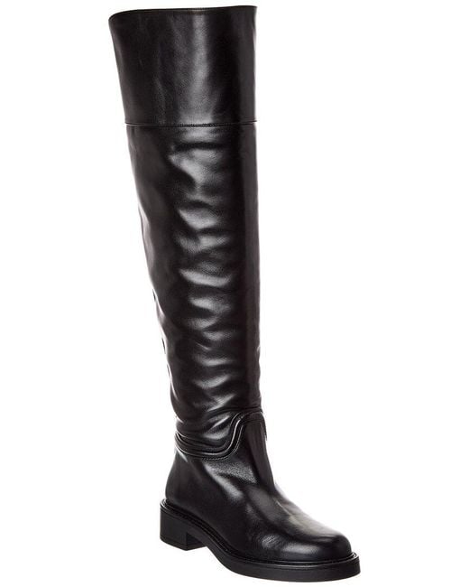 Stuart Weitzman Black Celia Leather Over-The-Knee Riding Boot