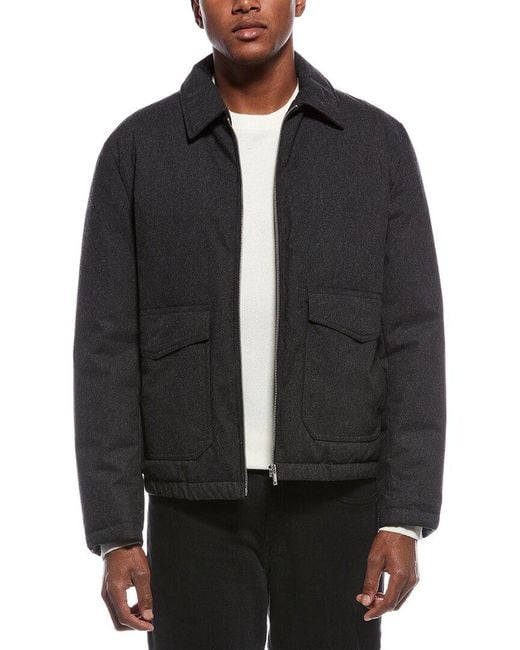 Theory Black Wyatt Wool-Blend Coat for men