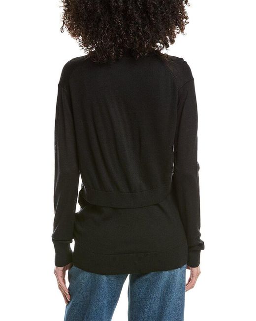 3.1 Phillip Lim Black Faux Layered Wool & Silk-Blend Cardigan