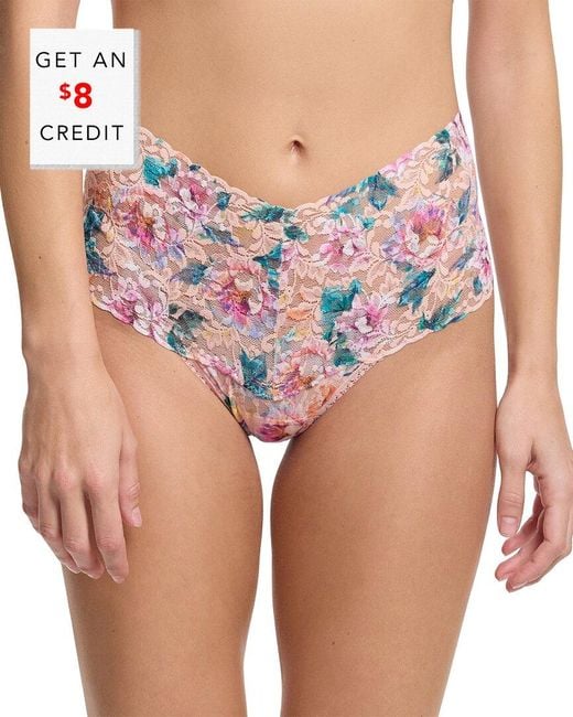 Hanky Panky Pink Printed Retro Thong With $8 Credit