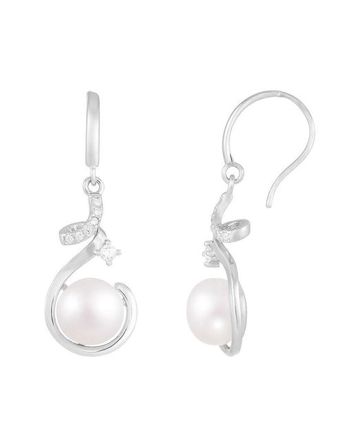 Splendid White 8Mm Pearl Cz Earrings