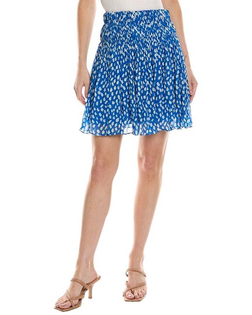 Ba&sh Blue Smocked Mini Skirt