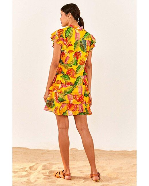 Farm Rio Orange Beaks & Bananas Mini Dress