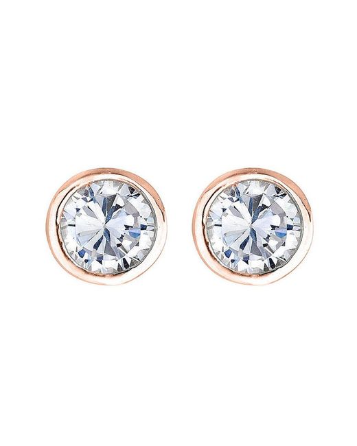 Rachel Glauber White 14k Rose Gold Vermeil Cz Studs