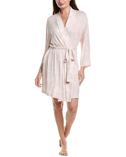 NATORI EDIT White Aria Printed Rib Robe