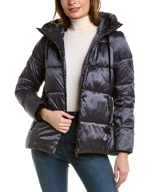 Sam Edelman Funnel Neck Puffer Coat in Black | Lyst UK