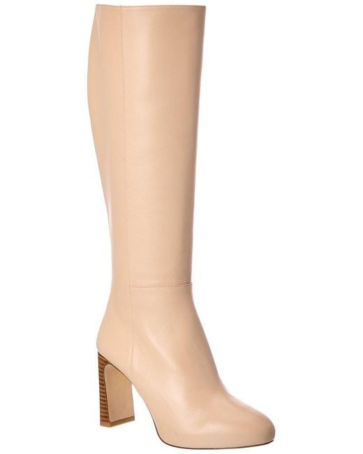 Stuart Weitzman Natural Babette Platform Zip Leather Boot