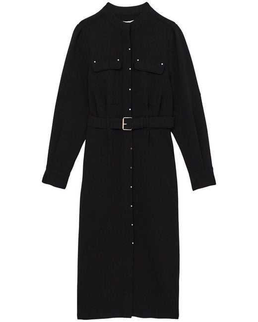 Reiss Black Isla Belted Shirtdress