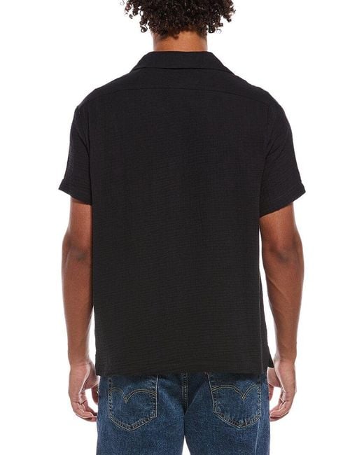 Joe's Jeans Black Gauze Camp Collar Shirt for men