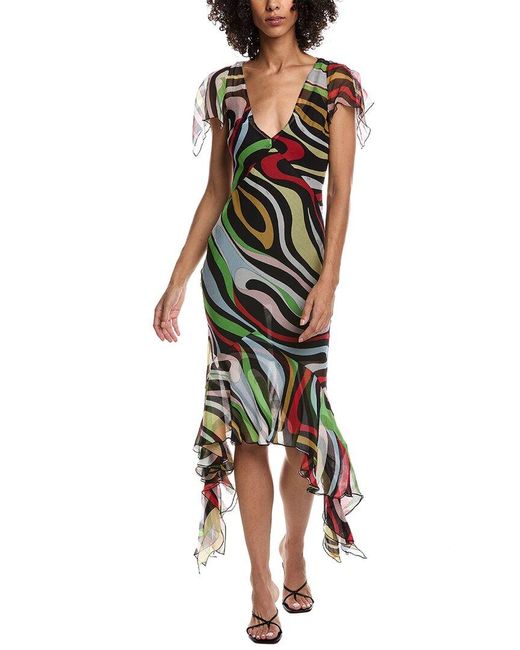 Emilio Pucci Green Silk Midi Dress