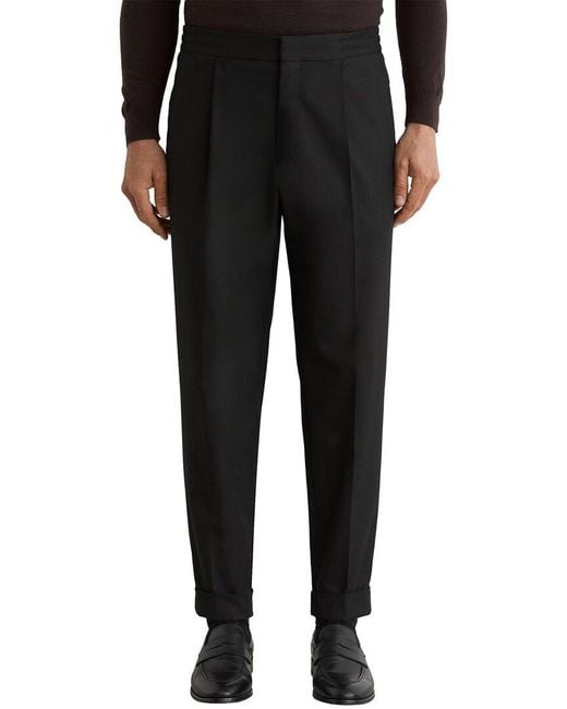 Reiss Black Brighton Pleated Relaxed Trouser for men