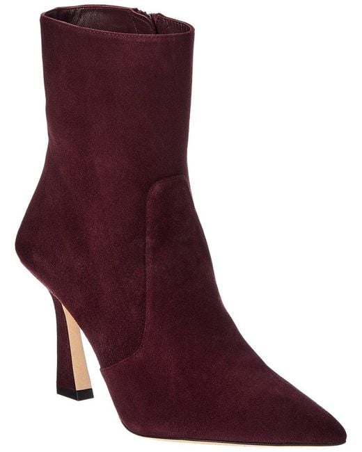Stuart Weitzman Purple Vinnie Zip Suede Bootie 85
