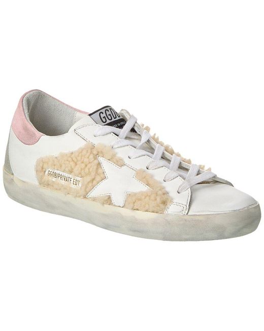 Golden Goose Deluxe Brand White Superstar Shearling & Leather Sneaker