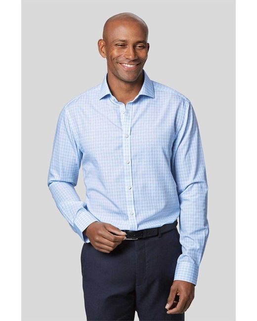 Charles Tyrwhitt Blue Non-iron Poplin Check Shirt for men