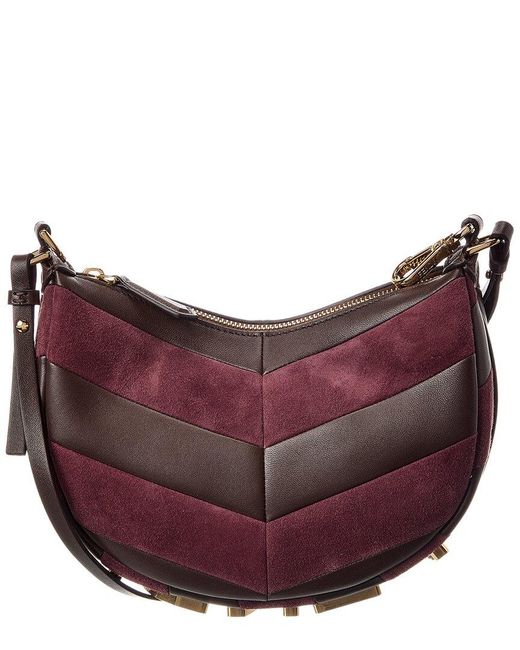 Fendi Purple Graphy Mini Leather & Suede Hobo Bag
