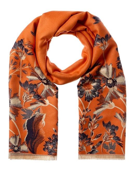Saachi Orange Reverse Wildflower Scarf
