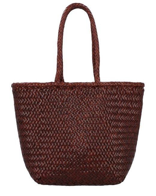 Dragon Diffusion Red Grace Basket Small Leather Top Handle Bag