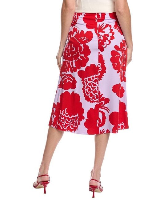 Marimekko Red Korkeat Pioni Midi Skirt