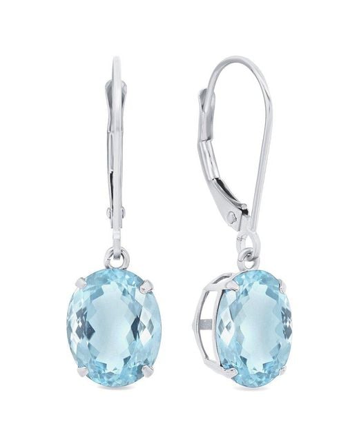 MaxColor Blue 14k 4.00 Ct. Tw. Aquamarine Dangle Earrings