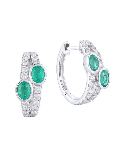 Gregg Ruth Blue 14K 1.46 Ct. Tw. Diamond & Emerald Huggie Earring