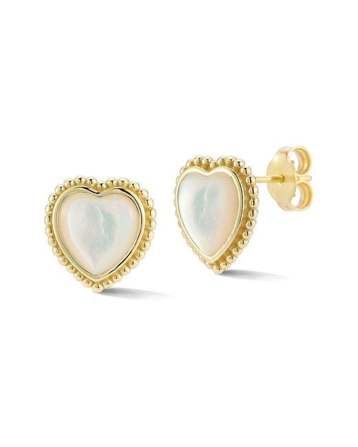 Sphera Milano Metallic 14K Over Pearl Heart Studs