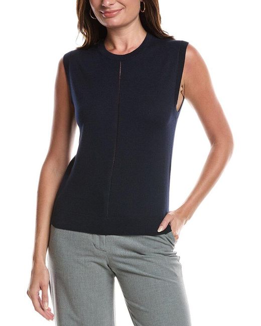 St. John Blue Fine Gauge Shell Top