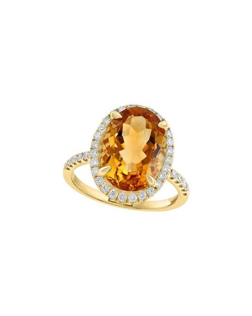 Effy Fine Jewelry Metallic 14K 6.29 Ct. Tw. Diamond & Citrine Ring