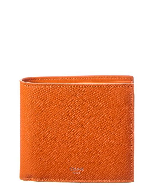 Céline Orange Logo Leather Bifold Wallet