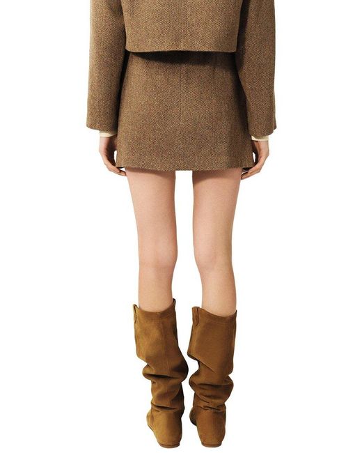 Ba&sh Brown Cara Wool Skirt