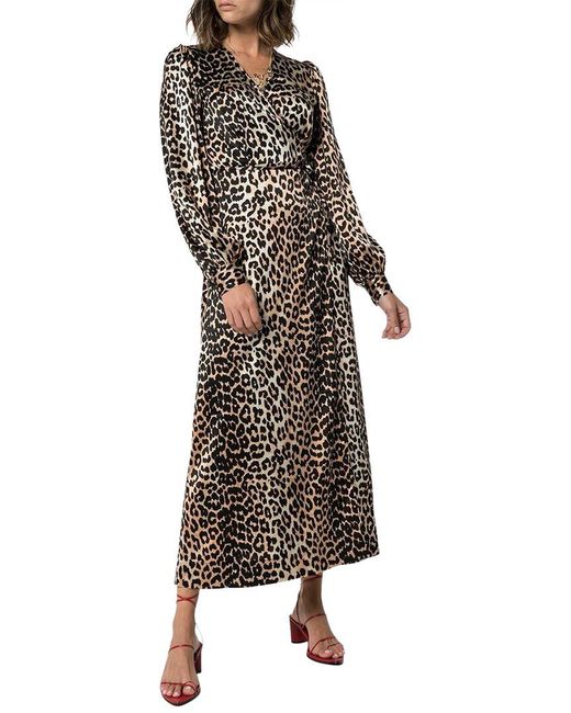 Ganni Brown 3/4-sleeve Wrap Silk-blend Maxi Dress