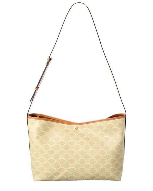 Céline Metallic Triomphe Canvas & Leather Shoulder Bag