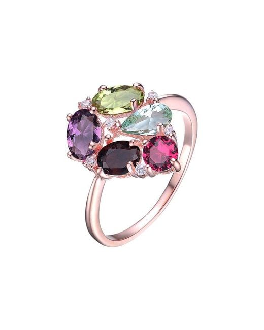 Genevive Jewelry White 18k Rose Gold Vermeil Cz Heart Ring