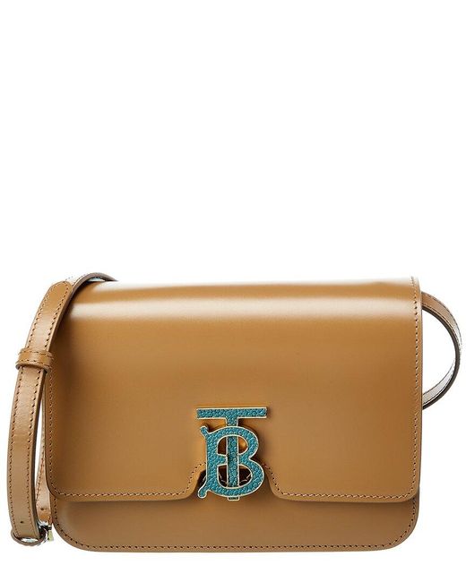 Burberry Small Leather Tb Bag in Brown | Lyst