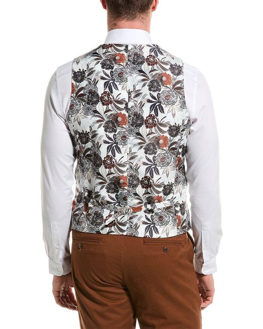 Paisley & Gray Natural Marylebone Slim Double-breasted Vest for men